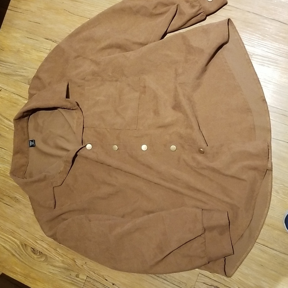 Shein NWOTS corduroy button down shirt sz 3XL brown
